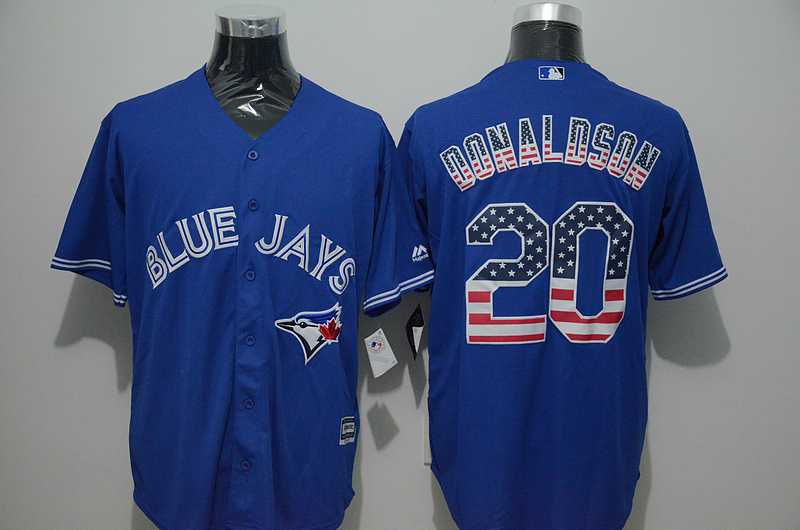 Toronto Blue Jays #20 Josh Donaldson Blue USA Flag Fashion Stitched MLB Jersey,We sell and wholesale Toronto Blue Jays #20 Josh Donaldson Blue USA Flag Fashion Stitched MLB Jersey on line form chian!